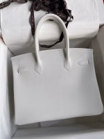 Hermes Birkin 30 Retourne Handmade Bag In White Epsom Calfskin - Image 6