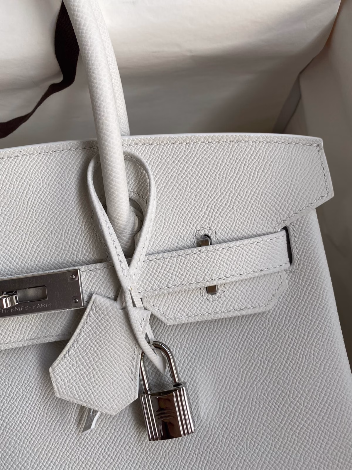 Hermes Birkin 30 Retourne Handmade Bag In White Epsom Calfskin - Image 7