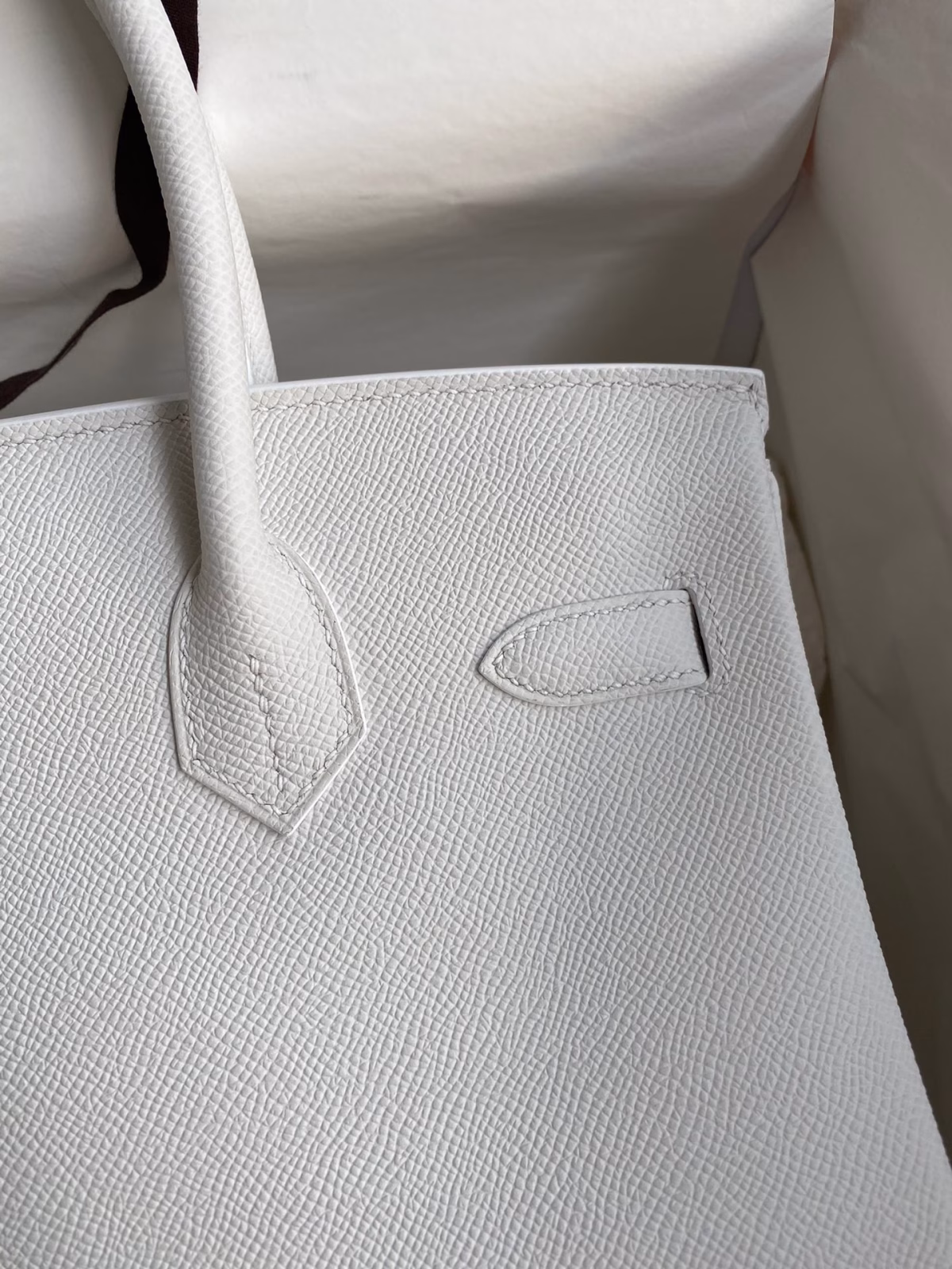 Hermes Birkin 30 Retourne Handmade Bag In White Epsom Calfskin - Image 8