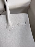 Hermes Birkin 30 Retourne Handmade Bag In White Epsom Calfskin - Image 8