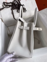 Hermes Birkin 30 Retourne Handmade Bag In White Epsom Calfskin - Image 9