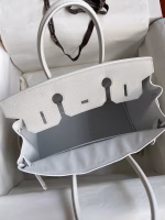 Hermes Birkin 30 Retourne Handmade Bag In White Epsom Calfskin - Image 3