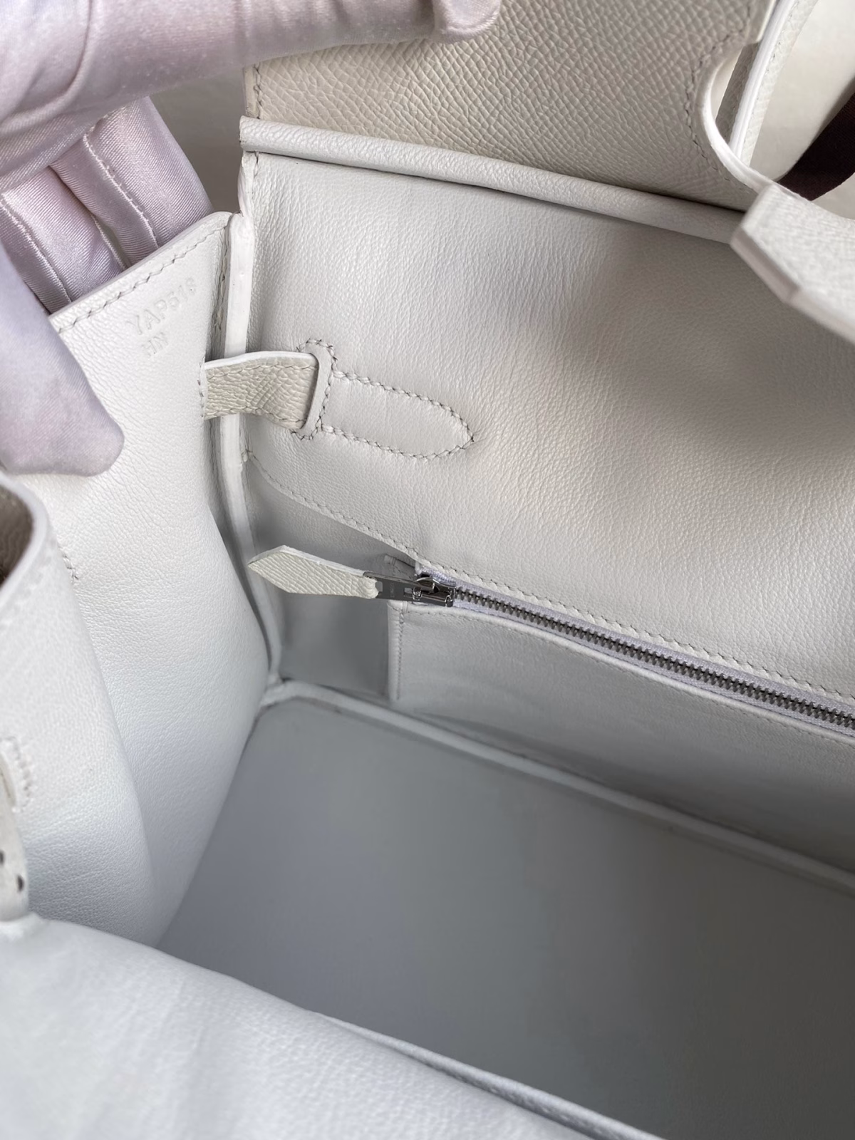 Hermes Birkin 30 Retourne Handmade Bag In White Epsom Calfskin - Image 4