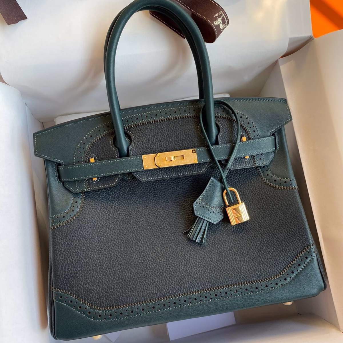 Hermes Ghillies Birkin 30cm Limited-edition Bag In Black Calfskin - Image 1