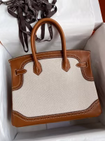 Hermes Ghillies Birkin 30cm Limited-edition Bag In Toile & Gold Swift Leather - Image 6