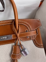Hermes Ghillies Birkin 30cm Limited-edition Bag In Toile & Gold Swift Leather - Image 9