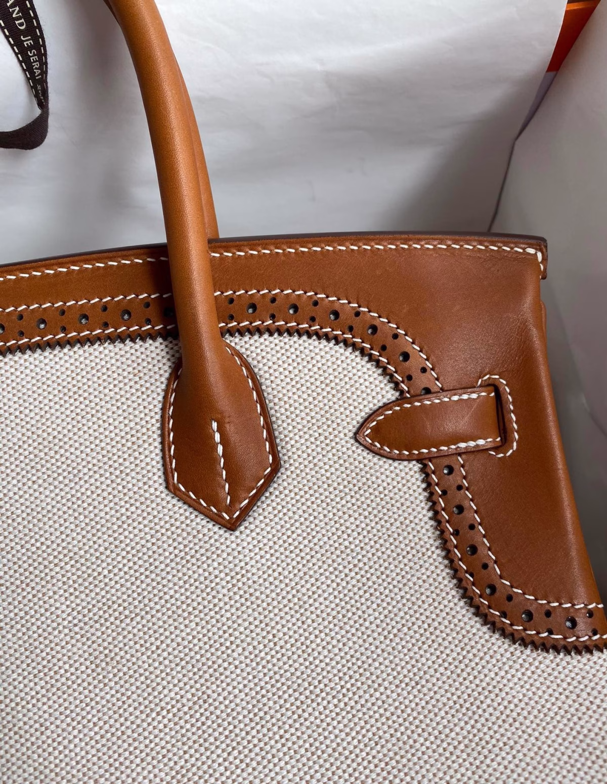Hermes Ghillies Birkin 30cm Limited-edition Bag In Toile & Gold Swift Leather - Image 4