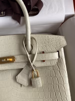 Hermes Birkin 30 Handmade Bag In Craie Crocodile Niloticus Matte Skin - Image 7