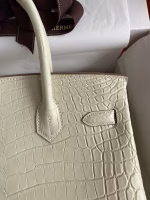 Hermes Birkin 30 Handmade Bag In Craie Crocodile Niloticus Matte Skin - Image 8