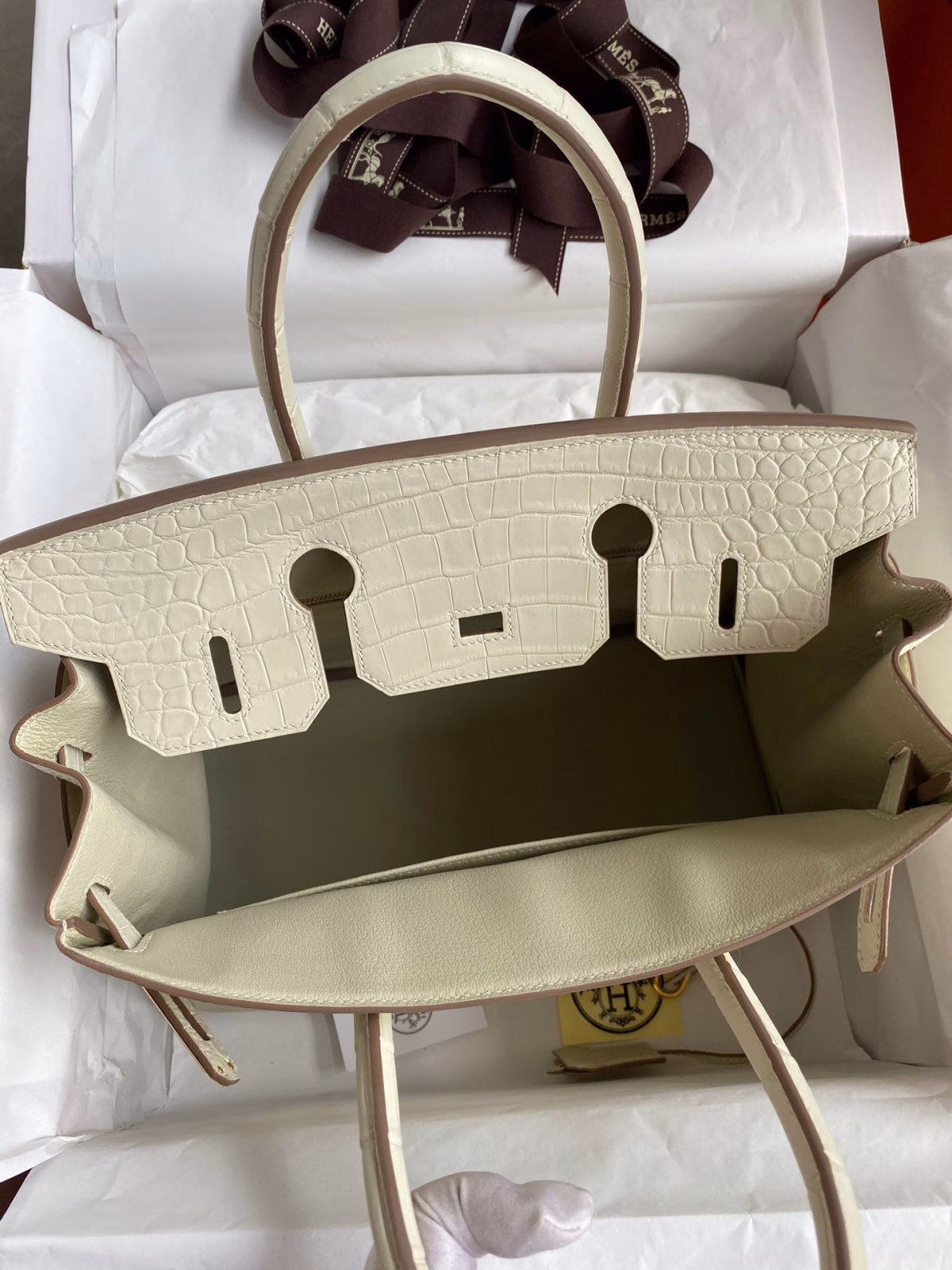 Hermes Birkin 30 Handmade Bag In Craie Crocodile Niloticus Matte Skin - Image 1