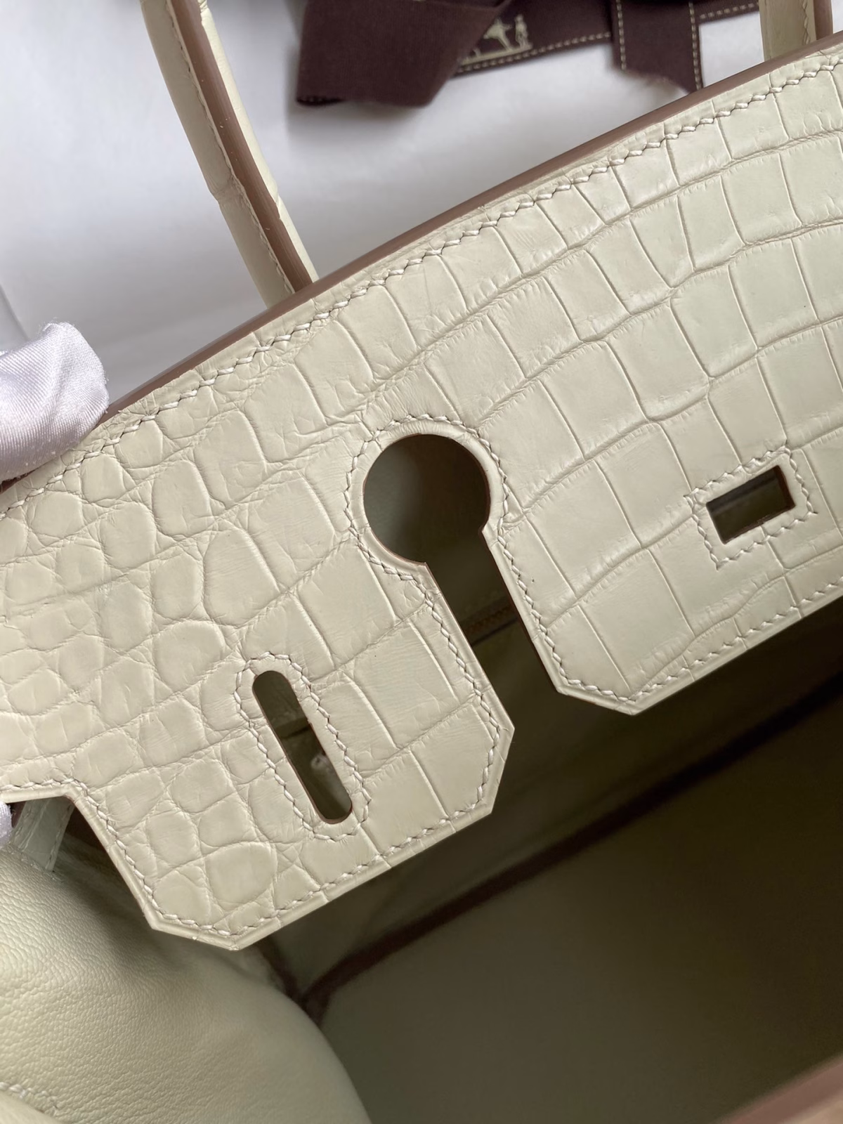 Hermes Birkin 30 Handmade Bag In Craie Crocodile Niloticus Matte Skin - Image 4