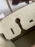 Hermes Birkin 30 Handmade Bag In Craie Crocodile Niloticus Matte Skin - Image 4