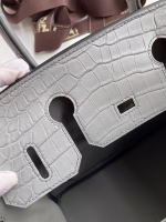 Hermes Birkin 30 Handmade Bag In Etain Crocodile Niloticus Matte Skin - Image 4