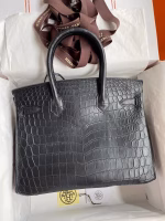 Hermes Birkin 30 Handmade Bag In Black Crocodile Niloticus Matte Skin - Image 6
