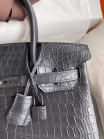 Hermes Birkin 30 Handmade Bag In Black Crocodile Niloticus Matte Skin - Image 7