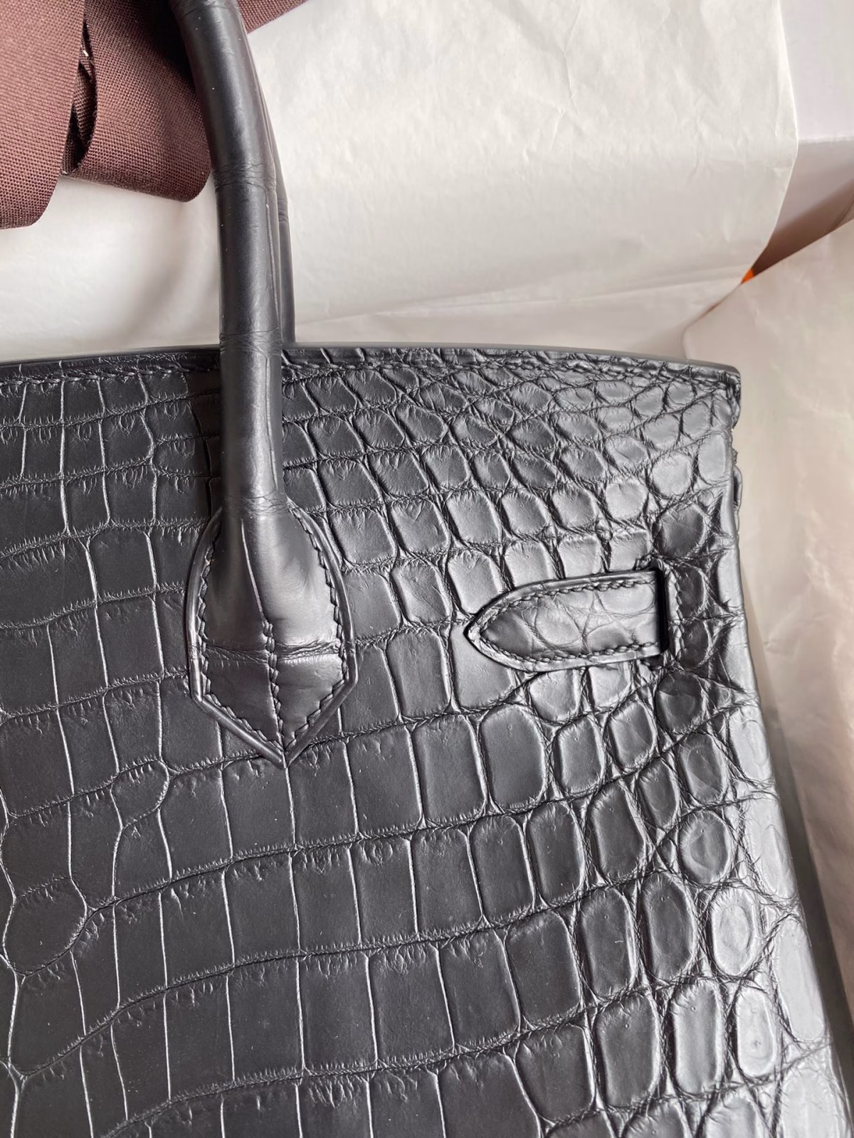 Hermes Birkin 30 Handmade Bag In Black Crocodile Niloticus Matte Skin - Image 8