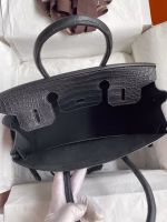 Hermes Birkin 30 Handmade Bag In Black Crocodile Niloticus Matte Skin - Image 3