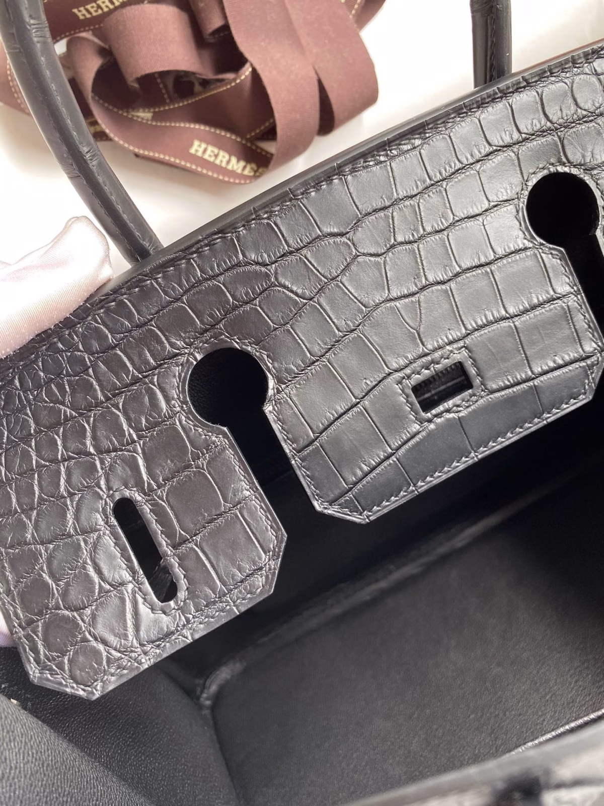 Hermes Birkin 30 Handmade Bag In Black Crocodile Niloticus Matte Skin - Image 4