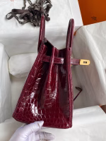 Hermes Birkin 30 Handmade Bag In Bordeaux Crocodile Niloticus Shiny Skin - Image 9