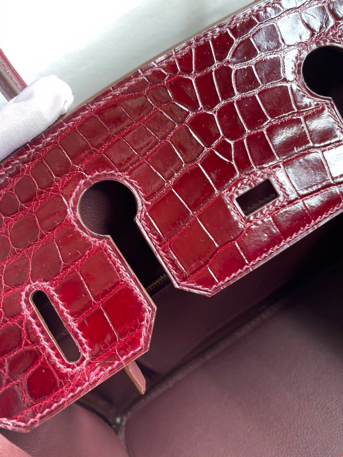 Hermes Birkin 30 Handmade Bag In Bordeaux Crocodile Niloticus Shiny Skin - Image 4