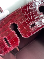 Hermes Birkin 30 Handmade Bag In Bordeaux Crocodile Niloticus Shiny Skin - Image 4