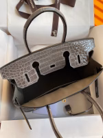 Hermes Birkin 30 Handmade Bag In Gris Tourterelle Crocodile Niloticus Shiny Skin - Image 3