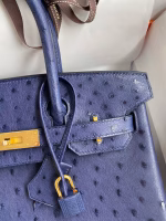 Hermes Birkin 30 Retourne Handmade Bag In Blue Iris Ostrich Leather - Image 7