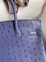 Hermes Birkin 30 Retourne Handmade Bag In Blue Iris Ostrich Leather - Image 8