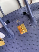 Hermes Birkin 30 Retourne Handmade Bag In Blue Iris Ostrich Leather - Image 2