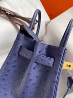 Hermes Birkin 30 Retourne Handmade Bag In Blue Iris Ostrich Leather - Image 4