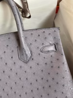 Hermes Birkin 30 Retourne Handmade Bag In Gris Agate Ostrich Leather - Image 8