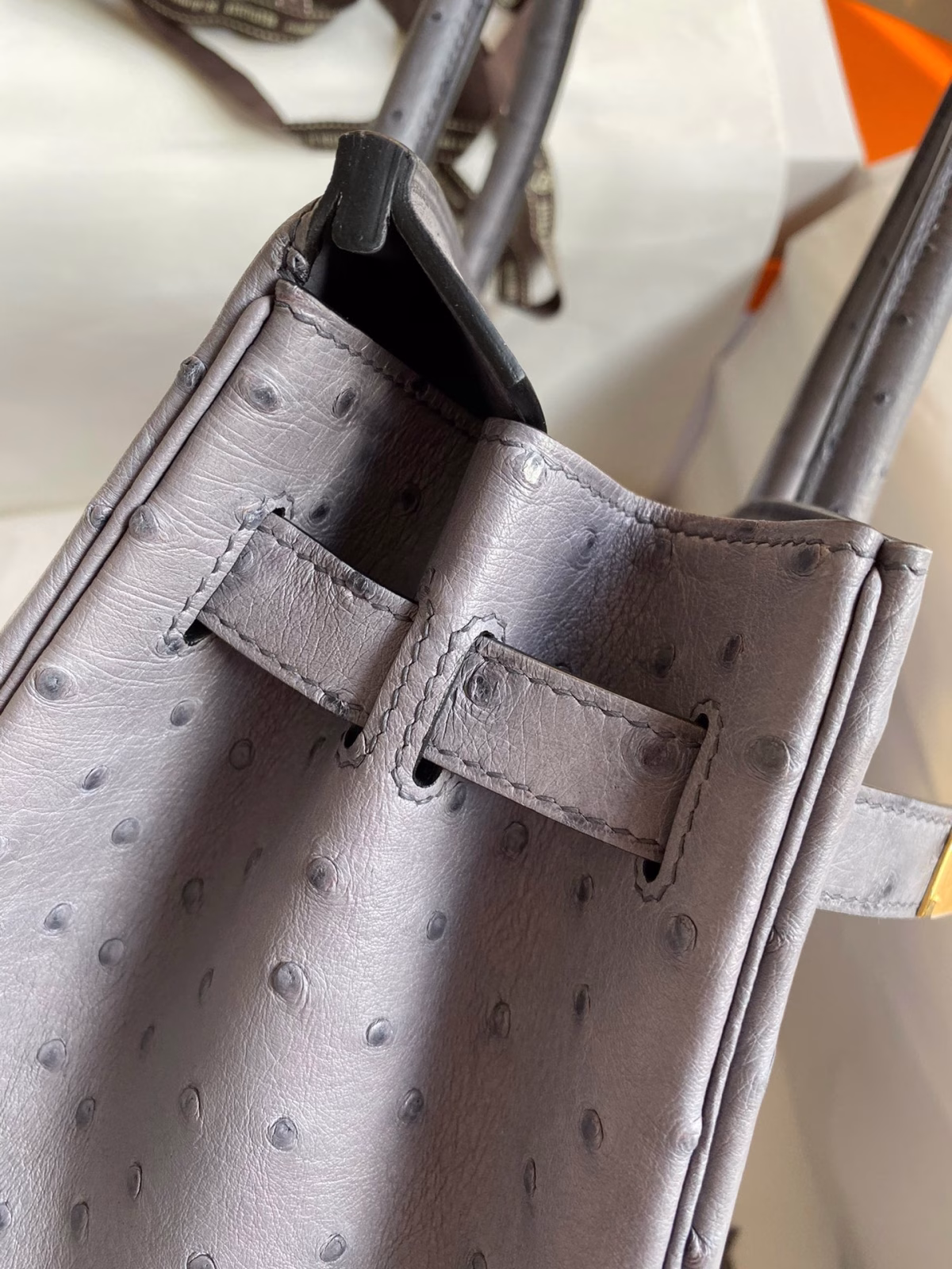 Hermes Birkin 30 Retourne Handmade Bag In Gris Agate Ostrich Leather - Image 3