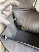 Hermes Birkin 30 Retourne Handmade Bag In Gris Agate Ostrich Leather - Image 5