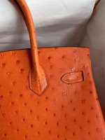 Hermes Birkin 30 Retourne Handmade Bag In Orange Ostrich Leather - Image 7