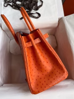 Hermes Birkin 30 Retourne Handmade Bag In Orange Ostrich Leather - Image 4