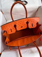 Hermes Birkin 30 Retourne Handmade Bag In Orange Ostrich Leather - Image 5