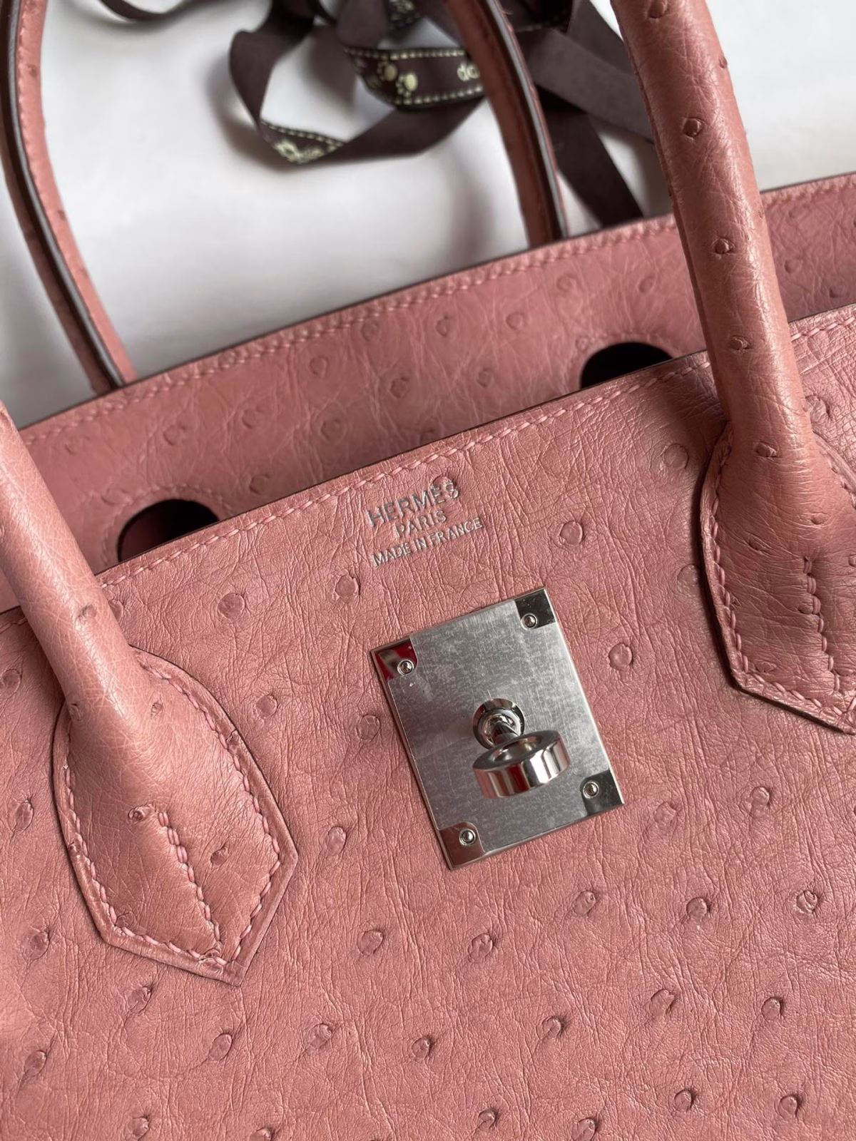Hermes Birkin 30 Retourne Handmade Bag In Terre Cuite Ostrich Leather - Image 2