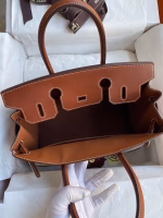 Hermes Birkin 30 Handmade Bag In Toile & Gold Swift Leather - Image 3