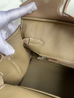 Hermes Birkin 30 Handmade Bag In Toile & Tourterelle Swift Leather - Image 4