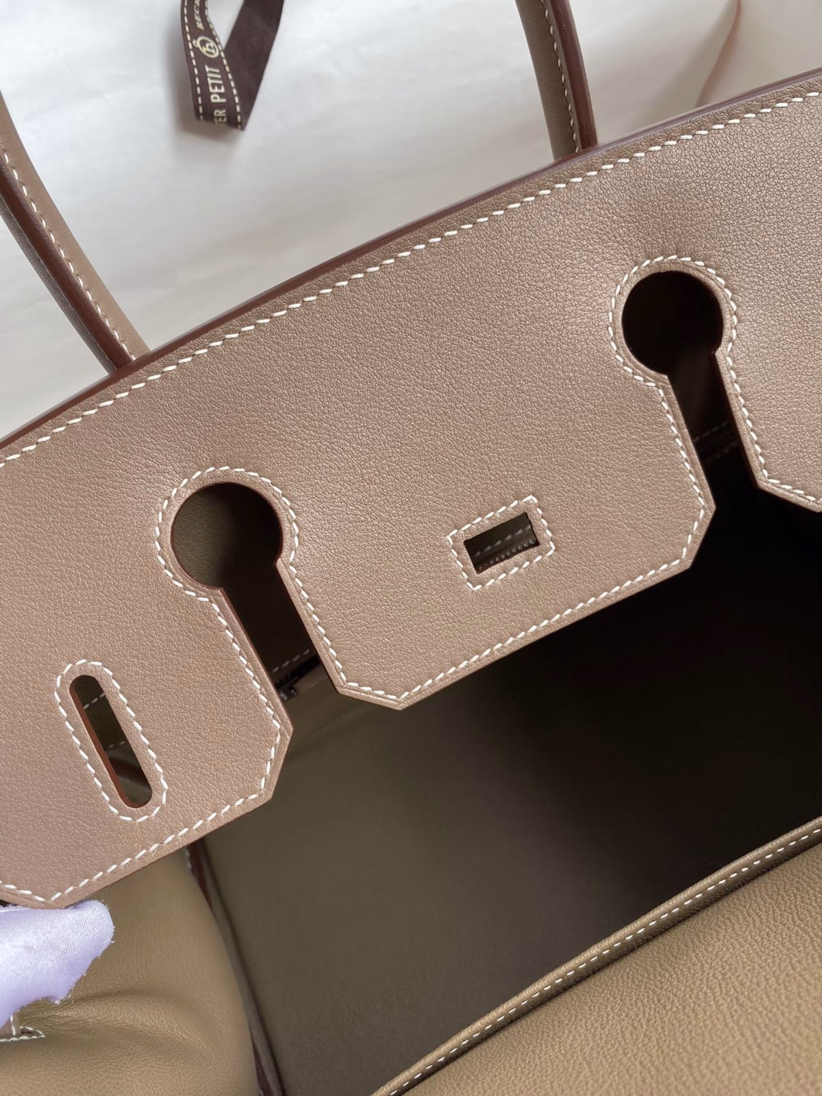 Hermes Birkin 30 Handmade Bag In Toile & Tourterelle Swift Leather - Image 5