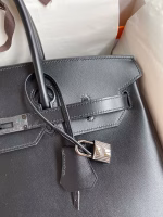 Hermes Birkin 35 Retourne Handmade Bag In Black Box Calfskin - Image 7