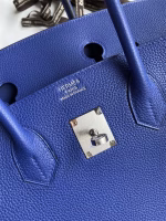 Hermes Birkin 35 Retourne Handmade Bag In Blue Electric Clemence Leather - Image 4