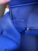 Hermes Birkin 35 Retourne Handmade Bag In Blue Electric Clemence Leather - Image 5