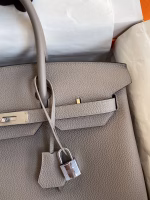 Hermes Birkin 35 Retourne Handmade Bag In Gris Asphalt Clemence Leather - Image 7
