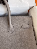 Hermes Birkin 35 Retourne Handmade Bag In Gris Asphalt Clemence Leather - Image 8