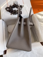 Hermes Birkin 35 Retourne Handmade Bag In Gris Asphalt Clemence Leather - Image 9