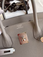 Hermes Birkin 35 Retourne Handmade Bag In Gris Asphalt Clemence Leather - Image 2