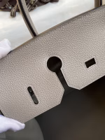 Hermes Birkin 35 Retourne Handmade Bag In Gris Asphalt Clemence Leather - Image 4