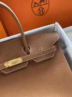 Hermes Birkin 35 Retourne Handmade Bag In Gold Clemence Leather - Image 8