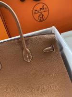 Hermes Birkin 35 Retourne Handmade Bag In Gold Clemence Leather - Image 9